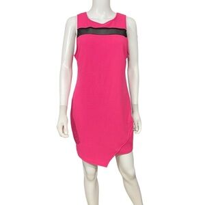Pink Sleeveless Dress Black Mesh
